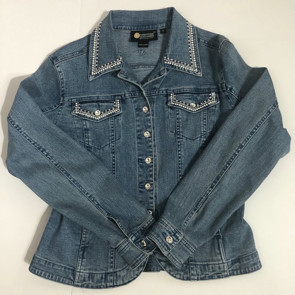 CHRISTINE ALEXANDER | Crystal Covered Jeans Jacket
